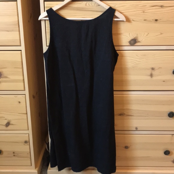 Eileen Fisher Black Linen Blend Sleeveless V-Neck Dress Size Medium - Picture 7 of 8